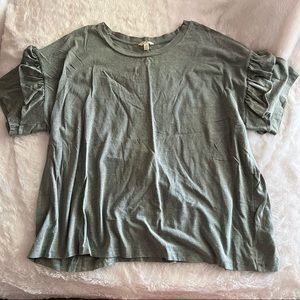 Gray T-Shirt with Frilly Sleeves